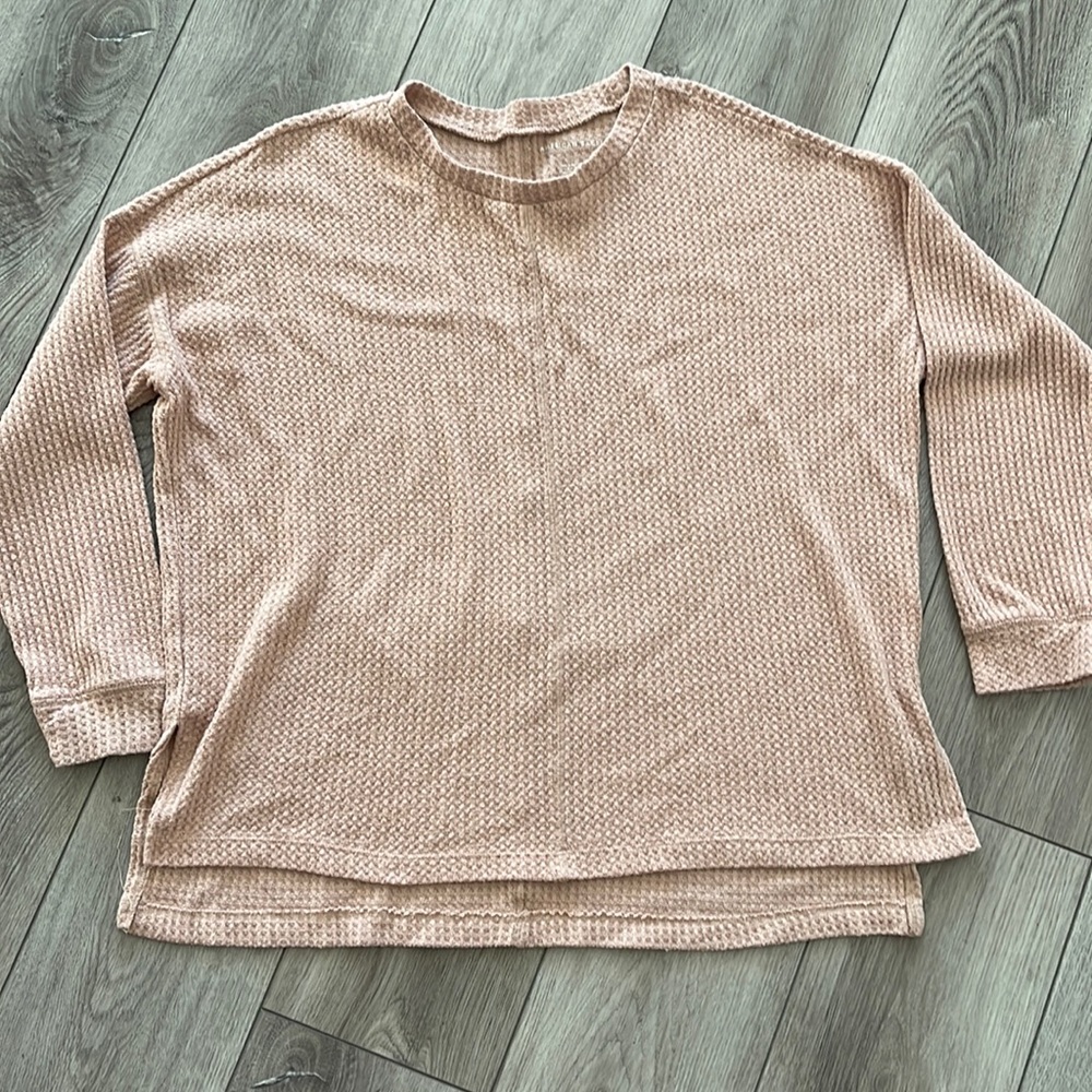 💗 American Eagle ballet Pink Waffle Top Light jegging sweater M pastel bush